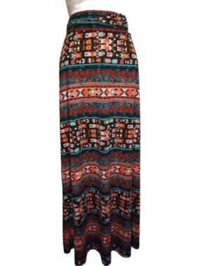 🌹NWOT🌹MOSSIMO Aztec Patterned Multi-Roll Waist Slip-On Maxi Skirt